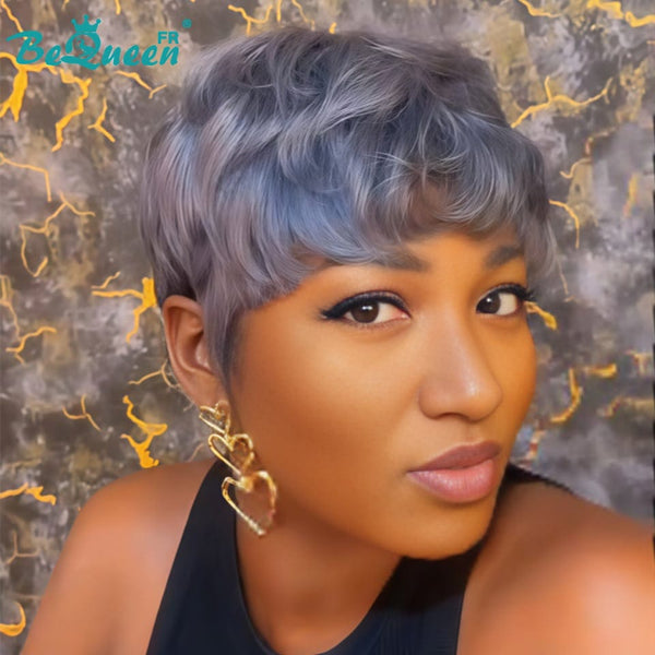 BeQueen "Monna" Afro-Pixie-Haarschopf braun mit Honigfarbe ohne Klebstoff halbpreisig 