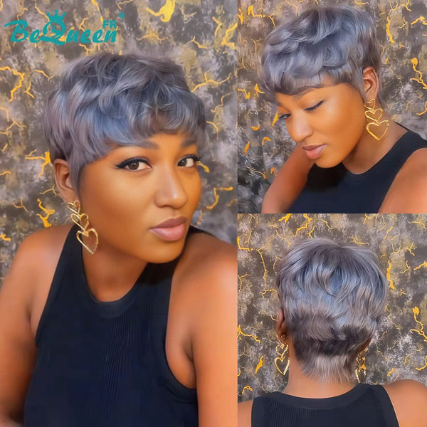 BeQueen "Monna" Afro-Pixie-Haarschopf braun mit Honigfarbe ohne Klebstoff halbpreisig 