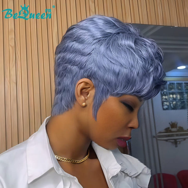 BeQueen "Monna" Afro-Pixie-Haarschopf braun mit Honigfarbe ohne Klebstoff halbpreisig 