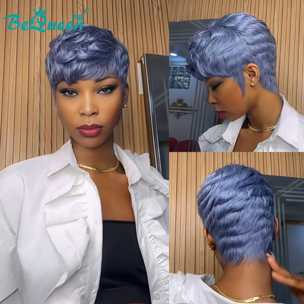 BeQueen "Monna" Afro-Pixie-Haarschopf braun mit Honigfarbe ohne Klebstoff halbpreisig 