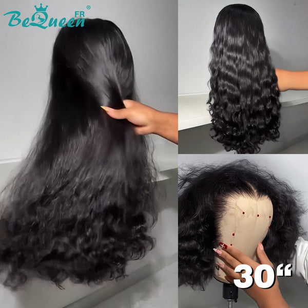 BeQueen “Cindy" Perruque Longue Naturel wave Noir 30 Pouces  avec Lace Frontale Moitié prix