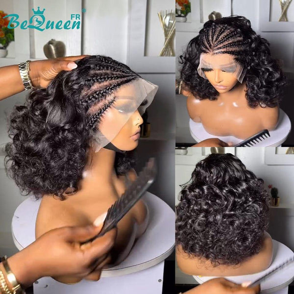 BeQueen "Citronne" Perruque Customisée Longue bouncy Wave couleur Noir Prêt à porter Sans Colle 13X4 avec Tresse