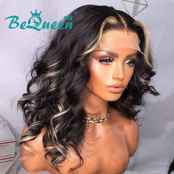 BeQueen „Dania“ Körperperücke mit Schwarz-Blond-Mix und Spitzenverschluss 4x4 