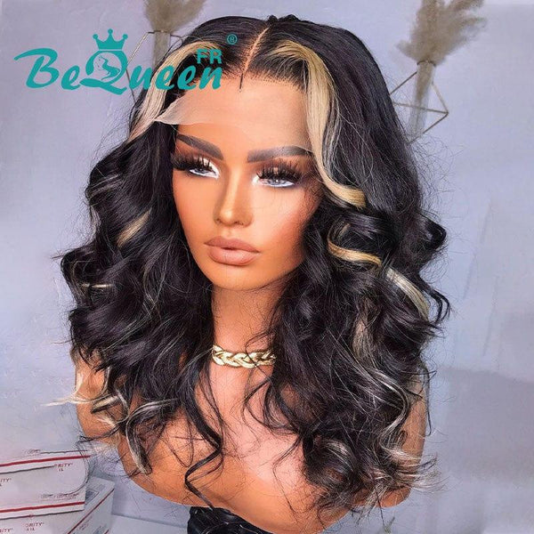 BeQueen „Dania“ Körperperücke mit Schwarz-Blond-Mix und Spitzenverschluss 4x4 