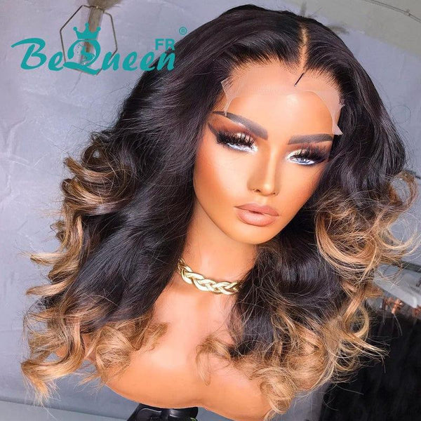 BeQueen "Dania" Perruque Body wave Noir mix Marron avec lace Closure 4x4