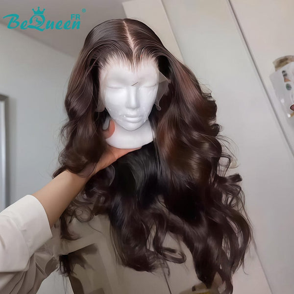 BeQueen „Dania“ lange Perücke mit Body Wave, schwarz und braun, mit Spitzenfrontal, 18 Zoll, halbpreisig. 