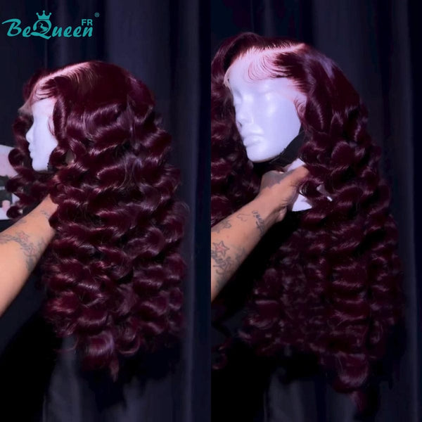 BeQueen "Dania" Peruca longa 18 Polegadas Castanho ondulado corpo com fecho de renda 4*4 Metade do preço