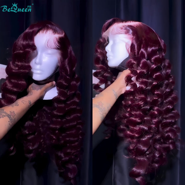 BeQueen "Dania" Peruca longa 18 Polegadas Castanho ondulado corpo com fecho de renda 4*4 Metade do preço