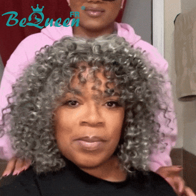 BeQueen "Eirian" Pixie Wig Color Salt & Pepper with Bangs 