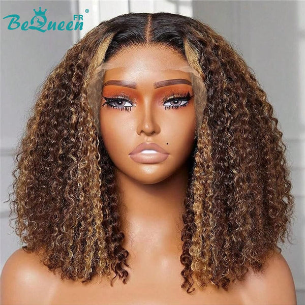 BeQueen "Eva" Deep Wave Bob Wig with Lace Front 14 Inches Half Price
