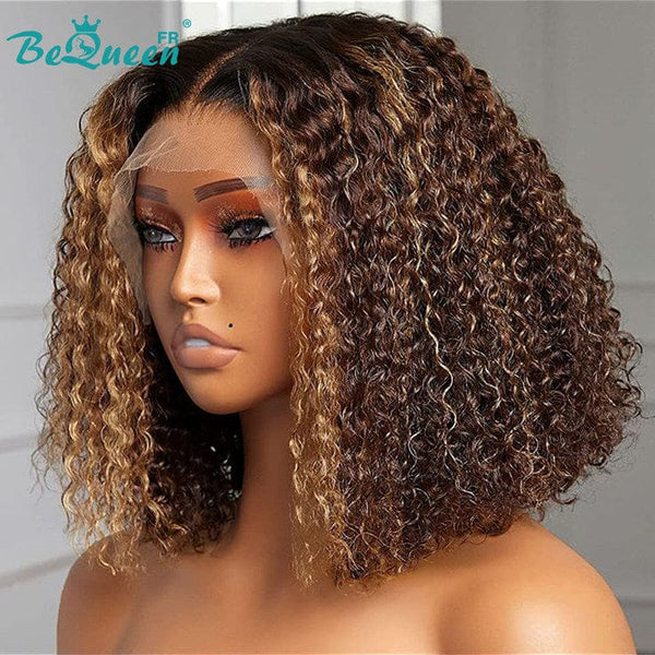 BeQueen "Eva" Deep Wave Bob Wig with Lace Front 14 Inches Half Price