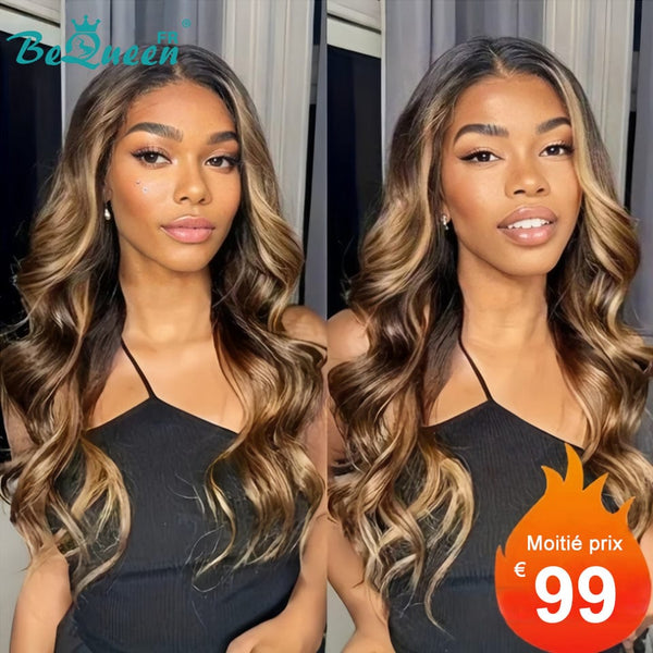BeQueen "Eva" Perruque Longue body wave avec Lace frontale 18 Pouces couleur #4/27 Moitié prix