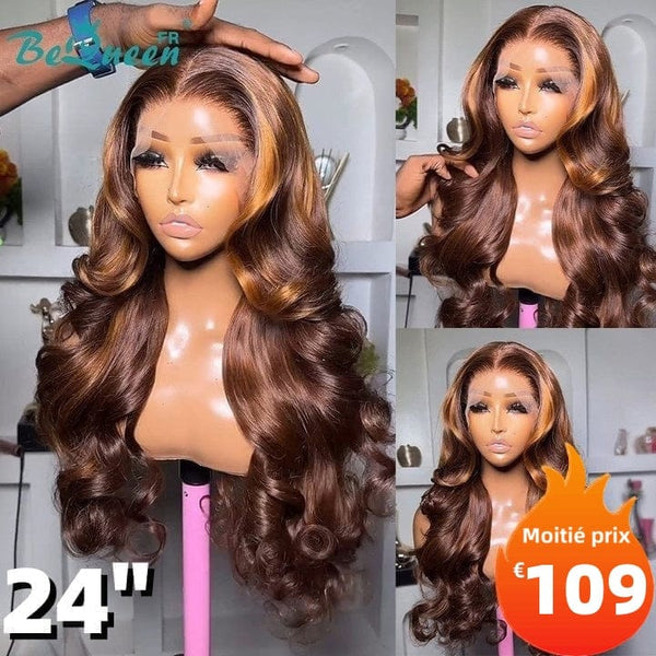 BeQueen "Eva" Perruque Longue body wave avec Lace Frontale 24 Pouces Moitié prix