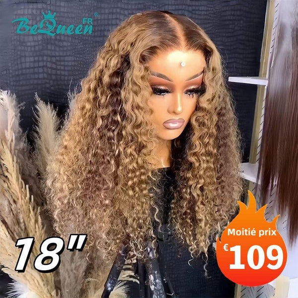 BeQueen "Eva" Long Curly Wave Wig with Lace Frontal 18 Inches Half Price 