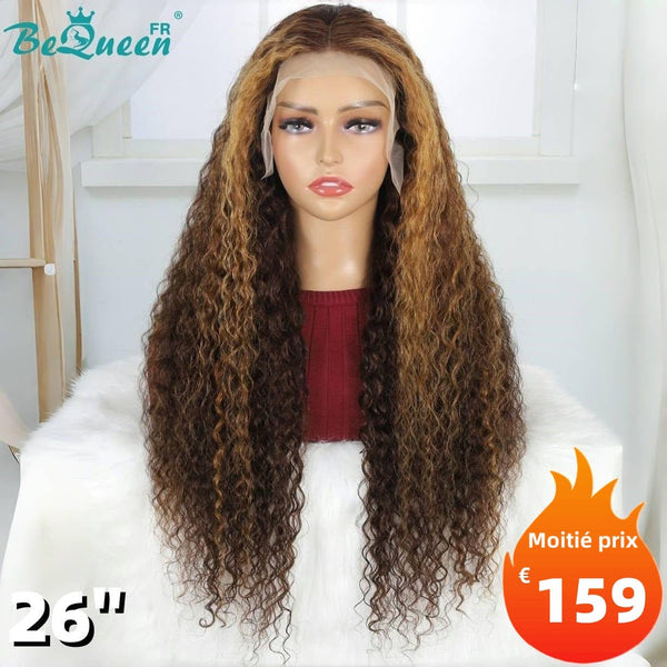 BeQueen "Eva" Long Curly Wave Wig with Lace Frontal 26 Inches Half Price 