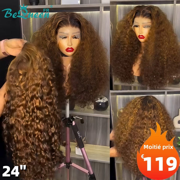 BeQueen "Eva" Long Deep Wave Lace Front Wig 24 Inches Half Price