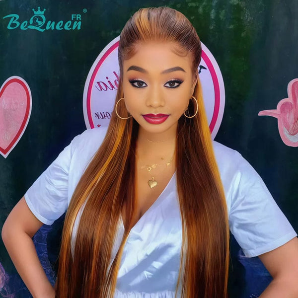 BeQueen "Eva" Long Straight Lace Front Wig 24 Inch Glueless Already Customized with Lace Front Style 2