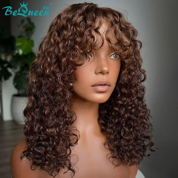 BeQueen "Josie" Bob Curly Wave Wig Brown Mix Honey Glueless 12 Inches Half Price