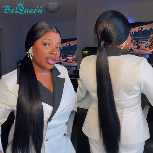 BeQueen “Florance" Peruca com Rabo de Cavalo com Lace Frontal 18 Polegadas Sem Cola Metade do preço