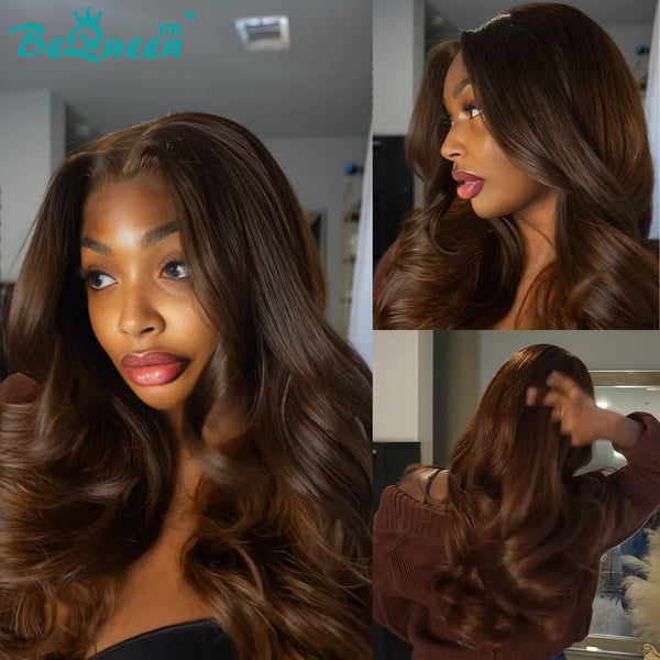 BeQueen "Hilary" Perücke Lang 18 Zoll Body Wave Farbe Braun ohne Kleber Halbpreis