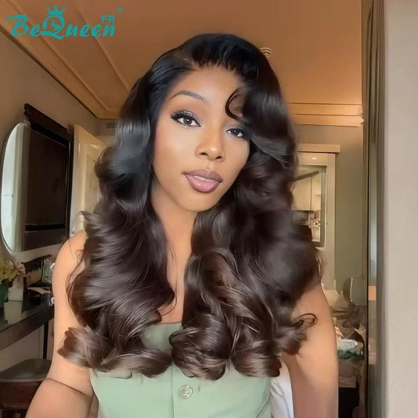 BeQueen "Hilary" Perruque longue 18 Pouces noir et marron body wave avec Lace closure 4*4 Moitié prix