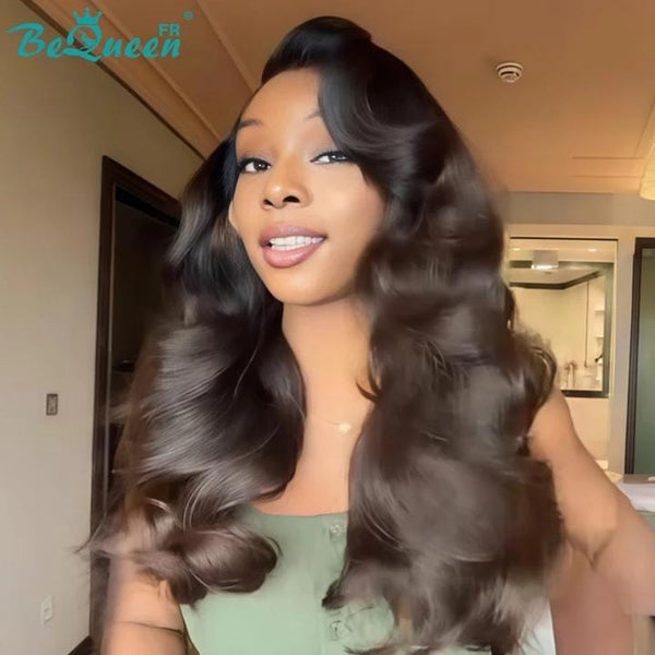 BeQueen "Hilary" Perruque longue 18 Pouces noir et marron body wave avec Lace closure 4*4 Moitié prix
