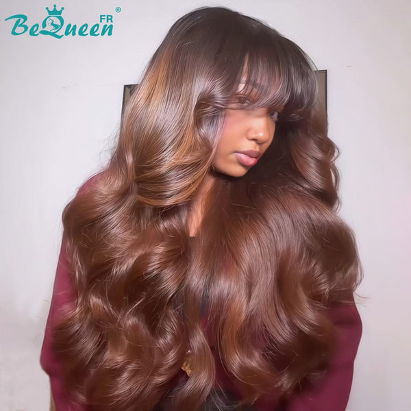 BeQueen "Mina" Long Straight Black and Brown Lace Front Wig 24 Inches Half Price