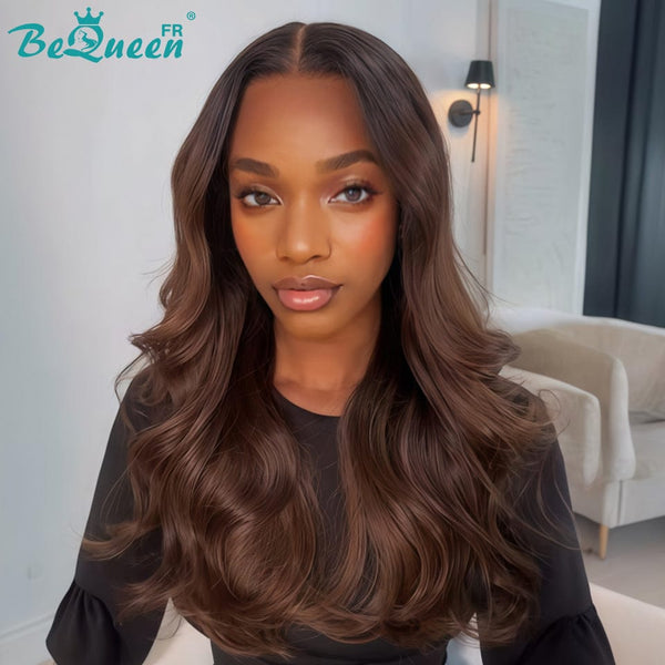 BeQueen “Hilary" Perruque Longue body wave Noir et marron avec Lace Frontale Moitié prix
