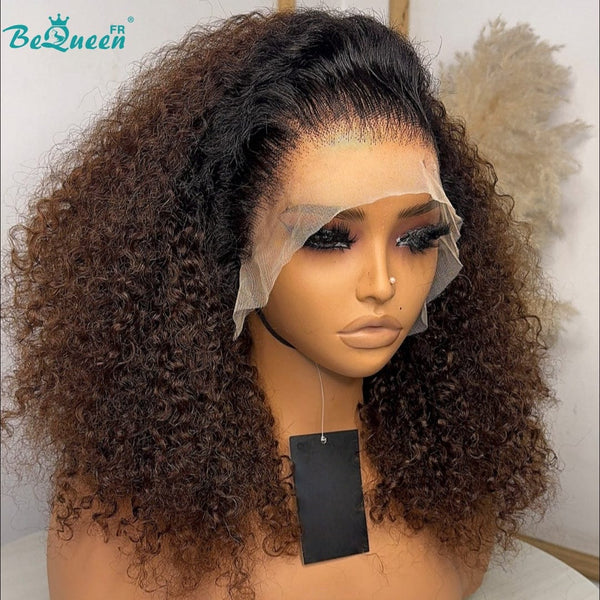 BeQueen "Hilary" Long Curly Black and Brown Lace Front Wig Half Price
