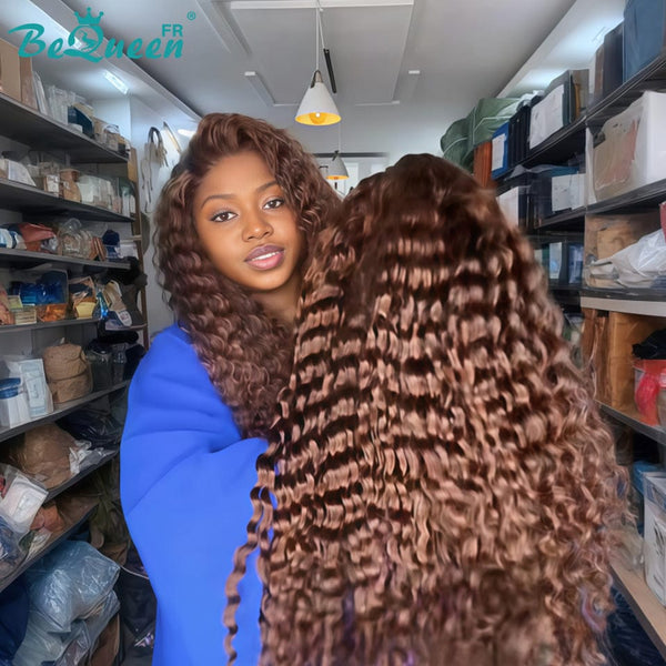 BeQueen "Mina" Long Straight Black and Brown Lace Front Wig 24 Inches Half Price