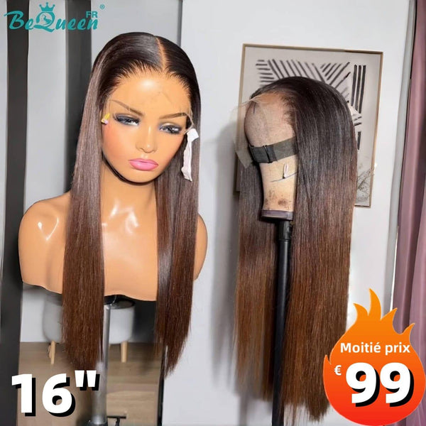 
BeQueen "Hilary" Long Straight Hair Wig in Black and Brown with Lace Front Half Price