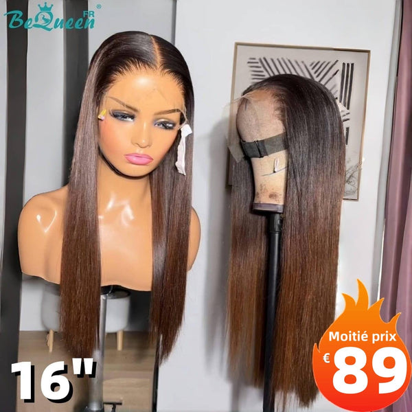 
BeQueen "Hilary" Melena Larga Lisa color Negro y Marrón con Encaje frontal a la mitad del precio