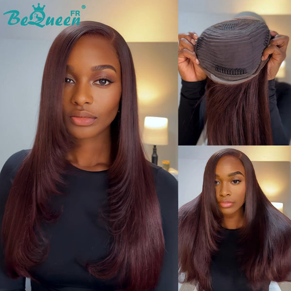 BeQueen "Hilary" Perruque Longue Lisse couleur Rouge bordeaux sans colle Moitié prix