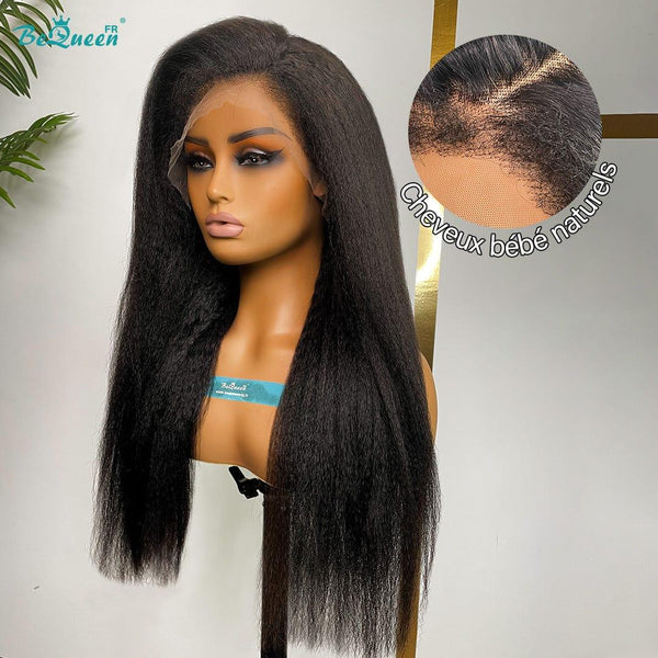 BeQueen “Iwa” Perruque Longue Bords Bouclés Kinky Straight avec Lace Frontale 13x6