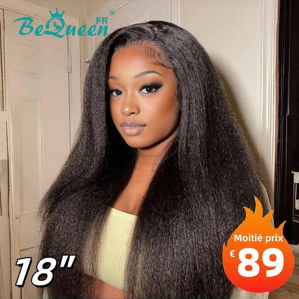 BeQueen "Iwa" Perruque Longue Kinky Straight 18 Pouces Moitié prix
