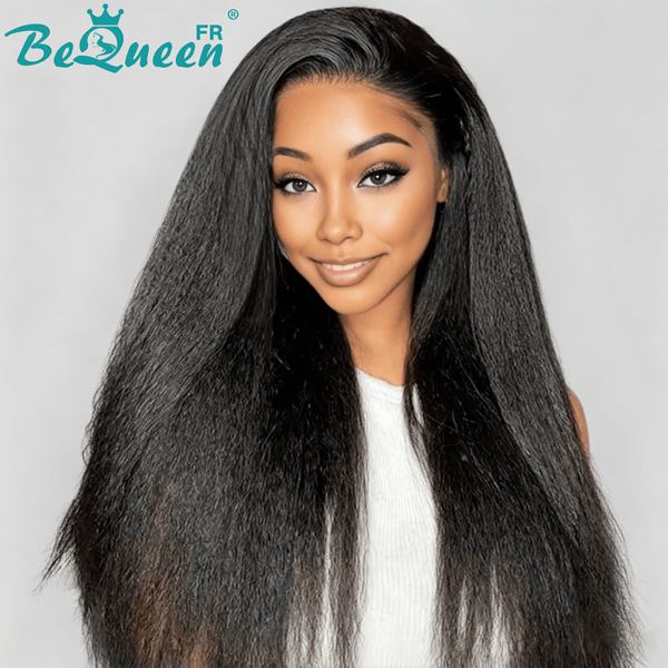 BeQueen "Iwa" Perruque noir Kinky Straight 100% raw hair bonne qualité peut durer 20 ans