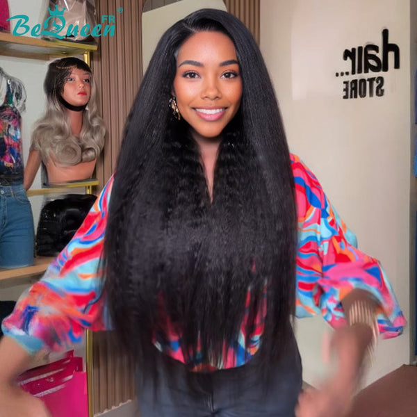 BeQueen "Iwa" Perruque noir Kinky Straight lace closure deux longueurs Moitié prix
