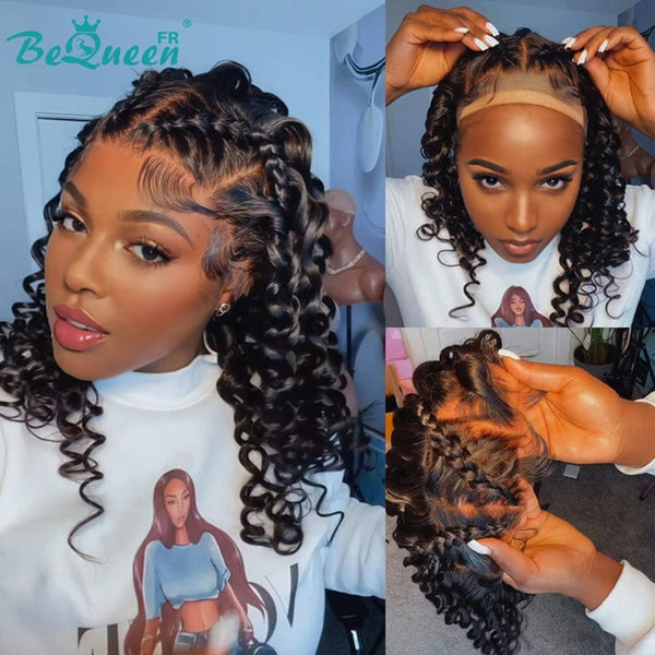 BeQueen “Alice” Long Curly Wave Wig with Lace Front 16 Inches Already Customized Glueless Ready to Wear