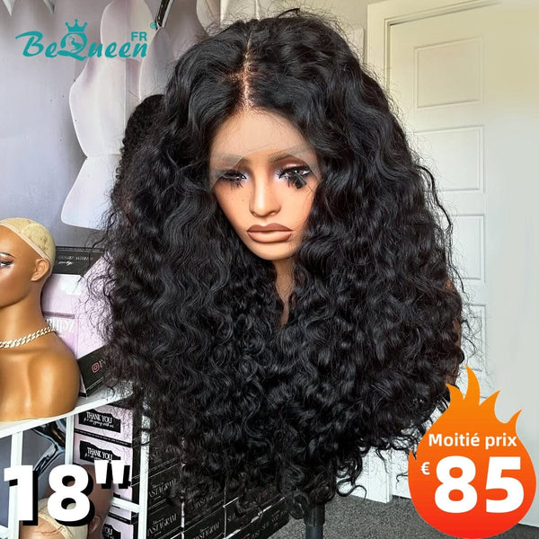 BeQueen "Jessie" Long Deep Wave Wig with Glueless Lace Front Ready to Wear 18 Inches Half Price