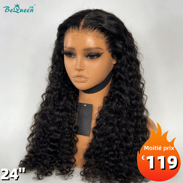 BeQueen "Jessie" Perruque Longue Deep wave avec Lace Frontale sans colle prêt à porter 24 Pouces Moitié prix