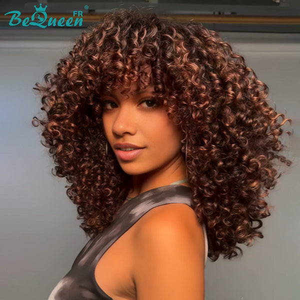 BeQueen "Josie" Perruque Bob Curly wave marron à la machine