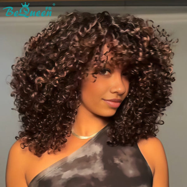 BeQueen "Josie" Perruque Bob Curly wave marron à la machine