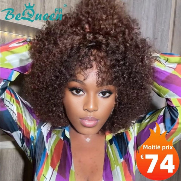 BeQueen "Josie" Perruque Bob Curly wave Marron avec Sans colle 12 Pouces Moitié prix