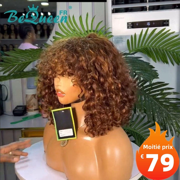 BeQueen "Josie" Perruque Onda Cacheada Castanho Misto Mel Sem cola 12 Polegadas Meio preço