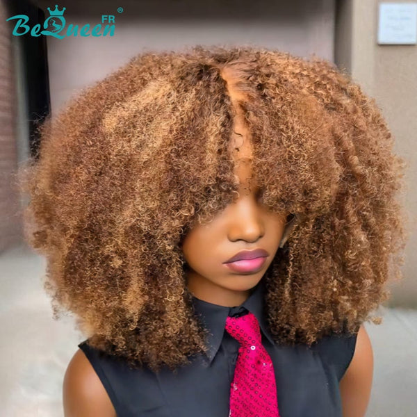 BeQueen "Josie" Perücke Bob Curly wave schwarz und braun ohne Kleber style 2