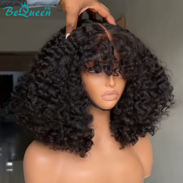 BeQueen "Josie" Peluca Bob rizado wave negro a máquina o lace kim a mitad de precio