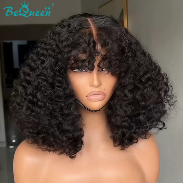 BeQueen "Josie" Peluca Bob rizado wave negro a máquina o lace kim a mitad de precio