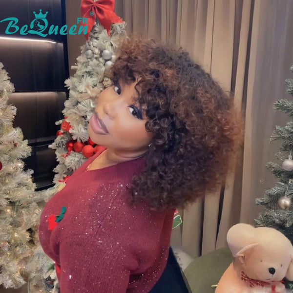 BeQueen "Josie" Perruque Onda Cacheada Castanho Misto Mel Sem cola 12 Polegadas Meio preço