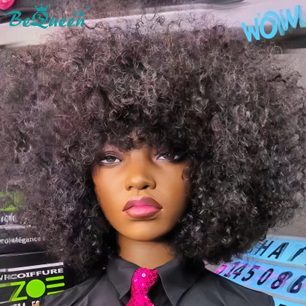 BeQueen "Josie" Perücke Bob Curly wave schwarz und braun ohne Kleber style 2