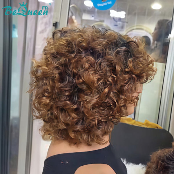 BeQueen "Josie" Perücke Bob Egg Wave schwarz-braun meliert ohne Kleber 12 Zoll zum halben Preis